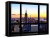 Window View, Empire State Building and One World Trade Center (1WTC) at Sunset, Manhattan, New York-Philippe Hugonnard-Framed Stretched Canvas