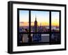 Window View, Empire State Building and One World Trade Center (1WTC) at Sunset, Manhattan, New York-Philippe Hugonnard-Framed Premium Photographic Print