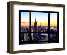 Window View, Empire State Building and One World Trade Center (1WTC) at Sunset, Manhattan, New York-Philippe Hugonnard-Framed Photographic Print