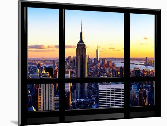 Window View, Empire State Building and One World Trade Center (1WTC) at Sunset, Manhattan, New York-Philippe Hugonnard-Mounted Photographic Print