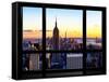 Window View, Empire State Building and One World Trade Center (1WTC) at Sunset, Manhattan, New York-Philippe Hugonnard-Framed Stretched Canvas