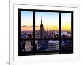 Window View, Empire State Building and One World Trade Center (1WTC) at Sunset, Manhattan, New York-Philippe Hugonnard-Framed Photographic Print