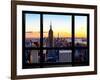 Window View, Empire State Building and One World Trade Center (1WTC) at Sunset, Manhattan, New York-Philippe Hugonnard-Framed Photographic Print