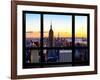 Window View, Empire State Building and One World Trade Center (1WTC) at Sunset, Manhattan, New York-Philippe Hugonnard-Framed Photographic Print