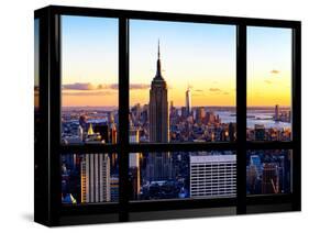 Window View, Empire State Building and One World Trade Center (1WTC) at Sunset, Manhattan, New York-Philippe Hugonnard-Stretched Canvas