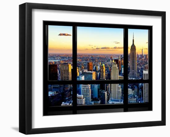 Window View, Empire State Building and One World Trade Center (1WTC), Manhattan, New York-Philippe Hugonnard-Framed Premium Photographic Print