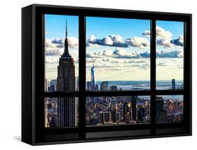 Window View, Empire State Building and the One World Trade Center (1WTC), Manhattan, New York-Philippe Hugonnard-Framed Stretched Canvas