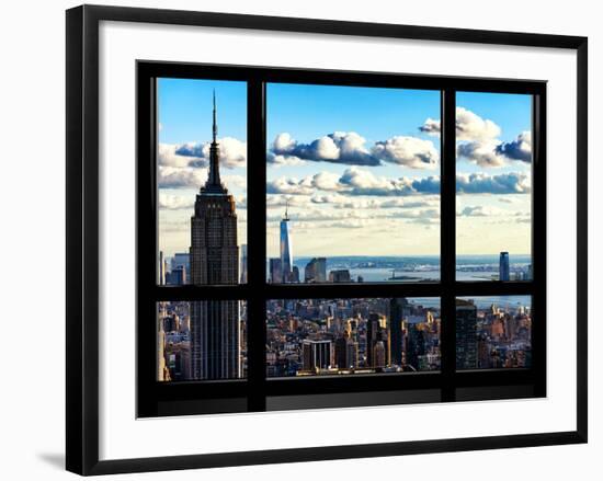 Window View, Empire State Building and the One World Trade Center (1WTC), Manhattan, New York-Philippe Hugonnard-Framed Photographic Print