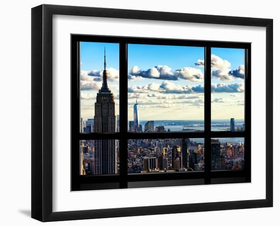 Window View, Empire State Building and the One World Trade Center (1WTC), Manhattan, New York-Philippe Hugonnard-Framed Premium Photographic Print