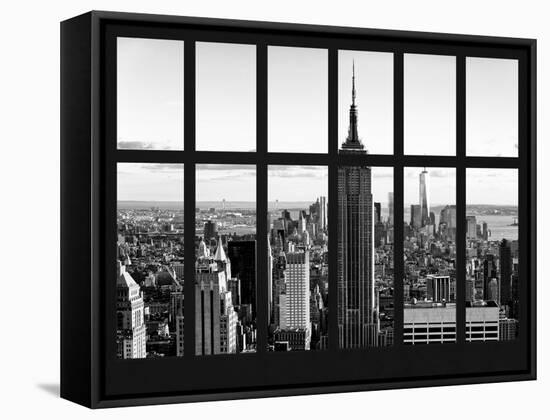 Window View - Empire State Building and the One World Trade Center - Manhattan - New York City-Philippe Hugonnard-Framed Stretched Canvas