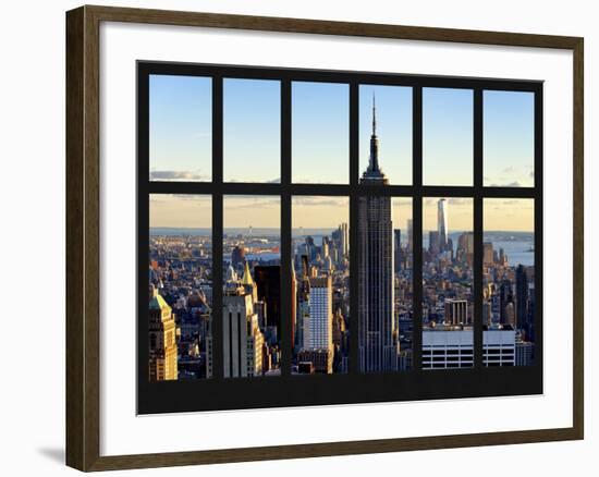 Window View - Empire State Building and the One World Trade Center - Manhattan - New York City-Philippe Hugonnard-Framed Photographic Print