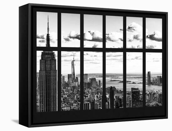 Window View - Empire State Building and the One World Trade Center - Manhattan - NYC-Philippe Hugonnard-Framed Stretched Canvas