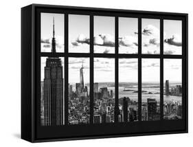 Window View - Empire State Building and the One World Trade Center - Manhattan - NYC-Philippe Hugonnard-Framed Stretched Canvas