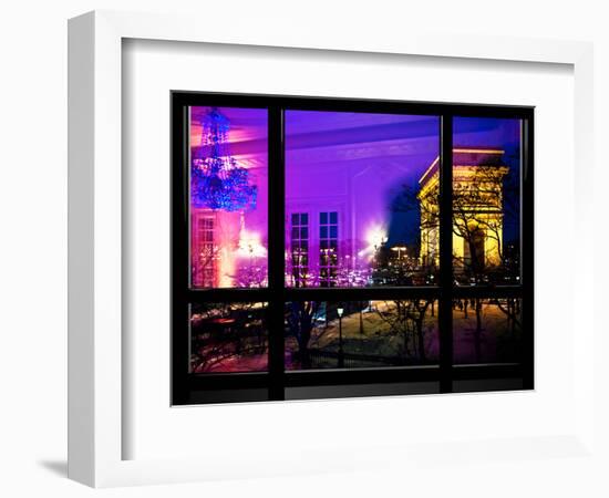 Window View, Haussmann Appartment Night in Paris, Place Charles De Gaule with the Arc De Triomphe-Philippe Hugonnard-Framed Photographic Print