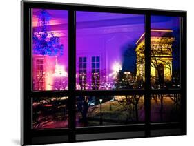 Window View, Haussmann Appartment Night in Paris, Place Charles De Gaule with the Arc De Triomphe-Philippe Hugonnard-Mounted Photographic Print