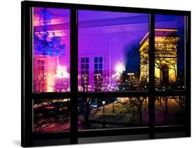 Window View, Haussmann Appartment Night in Paris, Place Charles De Gaule with the Arc De Triomphe-Philippe Hugonnard-Stretched Canvas
