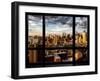 Window View, Landscape at Sunset, Theater District and Hell's Kitchen Views, Manhattan, New York-Philippe Hugonnard-Framed Premium Photographic Print