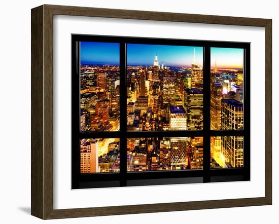 Window View, Landscape Manhattan City, Empire State Building, Manhattan, New York City-Philippe Hugonnard-Framed Premium Photographic Print