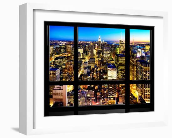 Window View, Landscape Manhattan City, Empire State Building, Manhattan, New York City-Philippe Hugonnard-Framed Premium Photographic Print