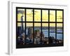 Window View - Landscape View with the Empire State Building at Sunset - Manhattan - New York City-Philippe Hugonnard-Framed Photographic Print