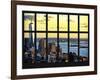 Window View - Landscape View with the Empire State Building at Sunset - Manhattan - New York City-Philippe Hugonnard-Framed Photographic Print