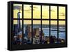 Window View - Landscape View with the Empire State Building at Sunset - Manhattan - New York City-Philippe Hugonnard-Framed Stretched Canvas