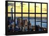 Window View - Landscape View with the Empire State Building at Sunset - Manhattan - New York City-Philippe Hugonnard-Stretched Canvas