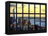 Window View - Landscape View with the Empire State Building at Sunset - Manhattan - New York City-Philippe Hugonnard-Framed Stretched Canvas