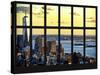 Window View - Landscape View with the Empire State Building at Sunset - Manhattan - New York City-Philippe Hugonnard-Stretched Canvas