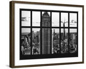 Window View - Landscape with the Empire State Building and the 1 WTC - Manhattan - NYC-Philippe Hugonnard-Framed Photographic Print