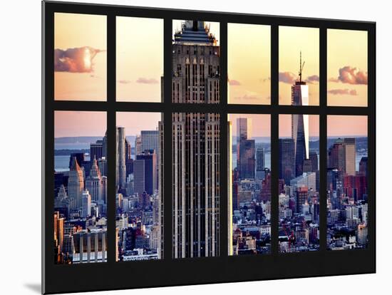 Window View - Landscape with the Empire State Building and the 1 WTC - Manhattan - NYC-Philippe Hugonnard-Mounted Photographic Print