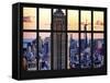 Window View - Landscape with the Empire State Building and the 1 WTC - Manhattan - NYC-Philippe Hugonnard-Framed Stretched Canvas