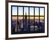 Window View - Landscape with the Empire State Building and the 1 WTC - Manhattan - NYC-Philippe Hugonnard-Framed Photographic Print