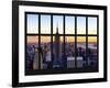 Window View - Landscape with the Empire State Building and the 1 WTC - Manhattan - NYC-Philippe Hugonnard-Framed Photographic Print