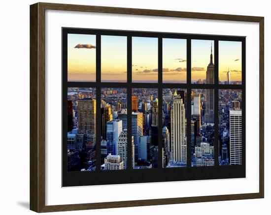 Window View - Landscape with the Empire State Building and the 1 WTC - Manhattan - NYC-Philippe Hugonnard-Framed Photographic Print