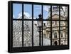 Window View - Louvre Museum Building and Glass Pyramids - Paris - France - Europe-Philippe Hugonnard-Framed Stretched Canvas