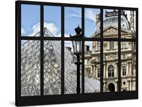 Window View - Louvre Museum Building and Glass Pyramids - Paris - France - Europe-Philippe Hugonnard-Stretched Canvas