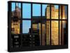 Window View - Manhattan Skyscrapers at Sunset - Times Square - New York City-Philippe Hugonnard-Stretched Canvas