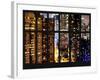 Window View - Manhattan Skyscrapers by Night - Times Square and 42nd Street - Manhattan - NYC-Philippe Hugonnard-Framed Photographic Print