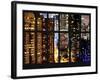 Window View - Manhattan Skyscrapers by Night - Times Square and 42nd Street - Manhattan - NYC-Philippe Hugonnard-Framed Photographic Print