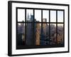 Window View - Manhattan with Empire State Building and New Yorker Hotel at Sunrise - New York City-Philippe Hugonnard-Framed Photographic Print
