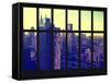 Window View - Manhattan with Empire State Building and New Yorker Hotel at Sunrise - New York City-Philippe Hugonnard-Framed Stretched Canvas