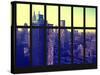 Window View - Manhattan with Empire State Building and New Yorker Hotel at Sunrise - New York City-Philippe Hugonnard-Stretched Canvas