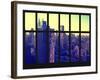 Window View - Manhattan with Empire State Building and New Yorker Hotel at Sunrise - New York City-Philippe Hugonnard-Framed Photographic Print