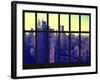 Window View - Manhattan with Empire State Building and New Yorker Hotel at Sunrise - New York City-Philippe Hugonnard-Framed Photographic Print