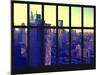 Window View - Manhattan with Empire State Building and New Yorker Hotel at Sunrise - New York City-Philippe Hugonnard-Mounted Photographic Print