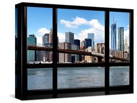 Window View, Manhattan with One World Trade Center (1WTC) and the Brooklyn Bridge, New York-Philippe Hugonnard-Stretched Canvas