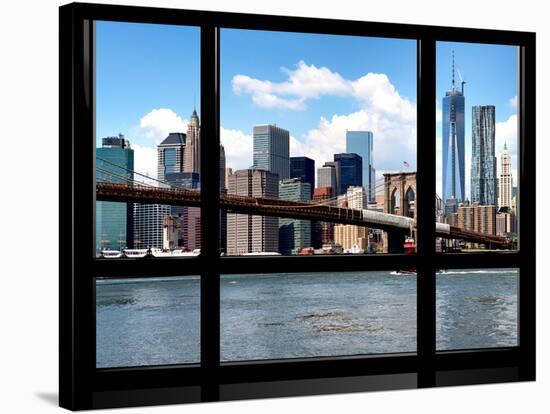 Window View, Manhattan with One World Trade Center (1WTC) and the Brooklyn Bridge, New York-Philippe Hugonnard-Stretched Canvas