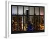 Window View - Manhattan with View of Times Square and 42nd Street by Foggy Night - Manhattan - NYC-Philippe Hugonnard-Framed Photographic Print