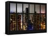 Window View - Manhattan with View of Times Square and 42nd Street by Foggy Night - Manhattan - NYC-Philippe Hugonnard-Framed Stretched Canvas